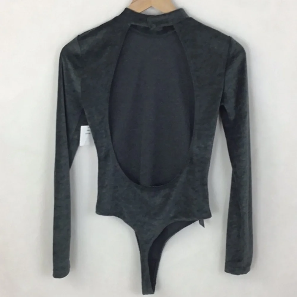 NWT URBAN OUTFITTERS Green Velvet Bodysuit - Picture 6 of 11
